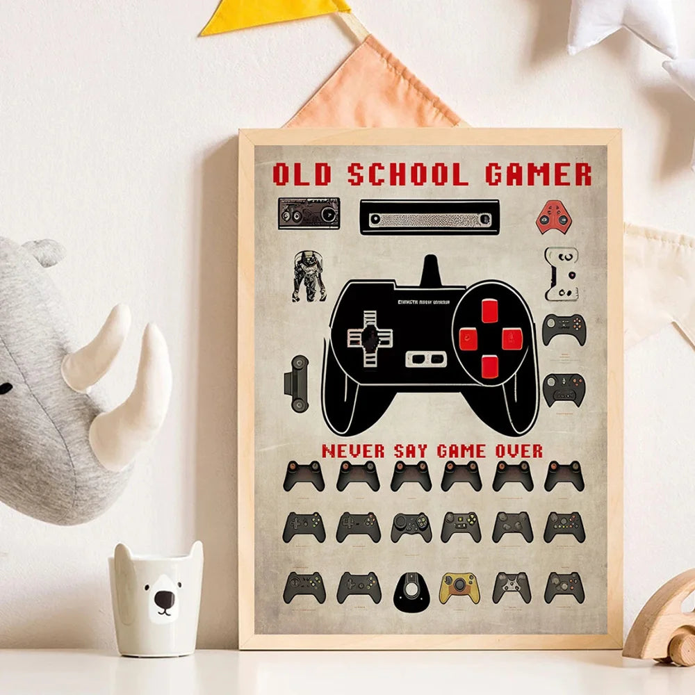 Video Game Art Poster Prints For Living Room Home Decor Vintage Gamepad