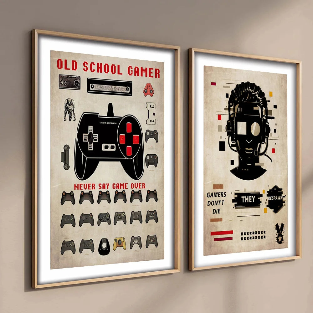 Video Game Art Poster Prints For Living Room Home Decor Vintage Gamepad