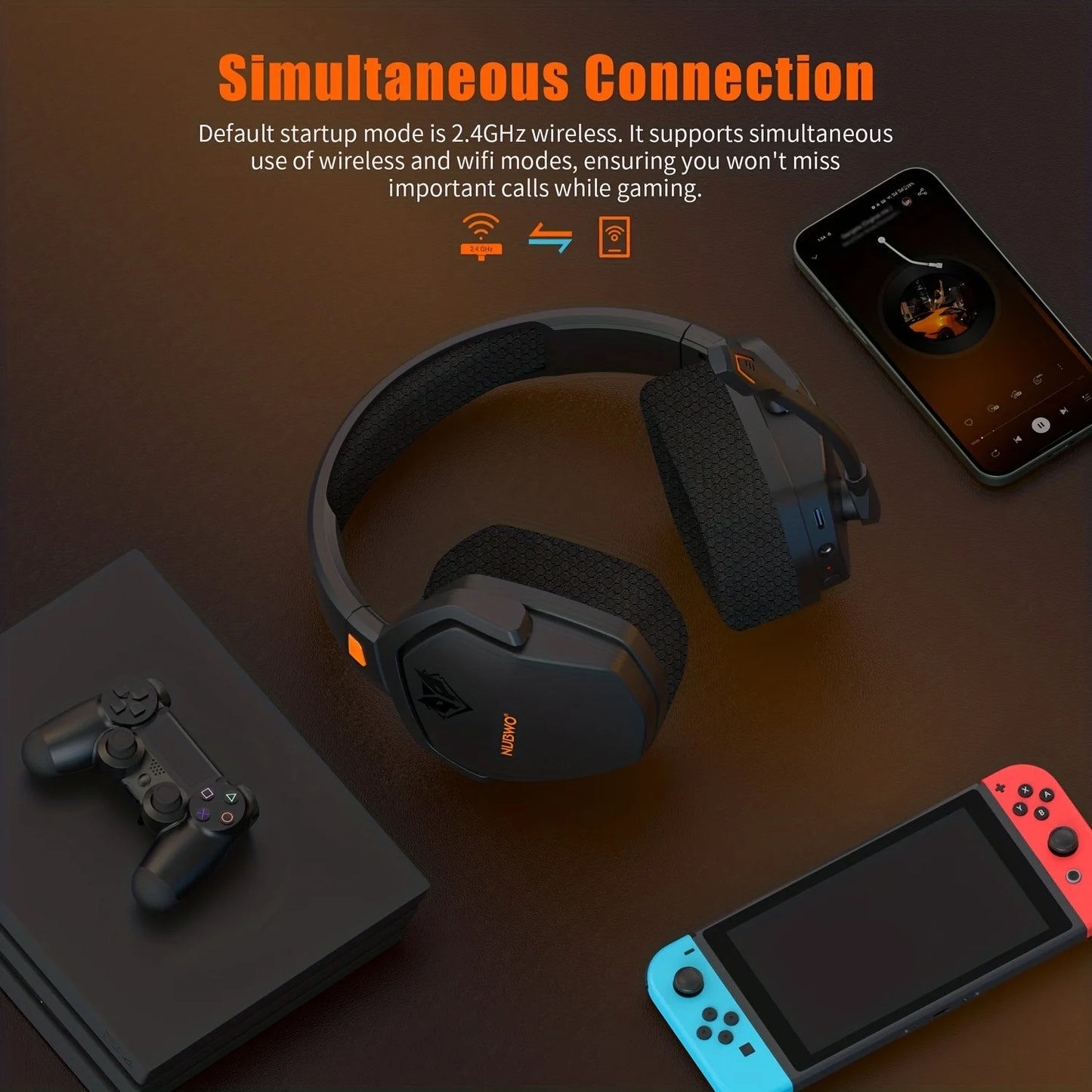 NUBWO G06 Gaming Headset Ultra-Low Latency Bluetooth Headphones With Mic