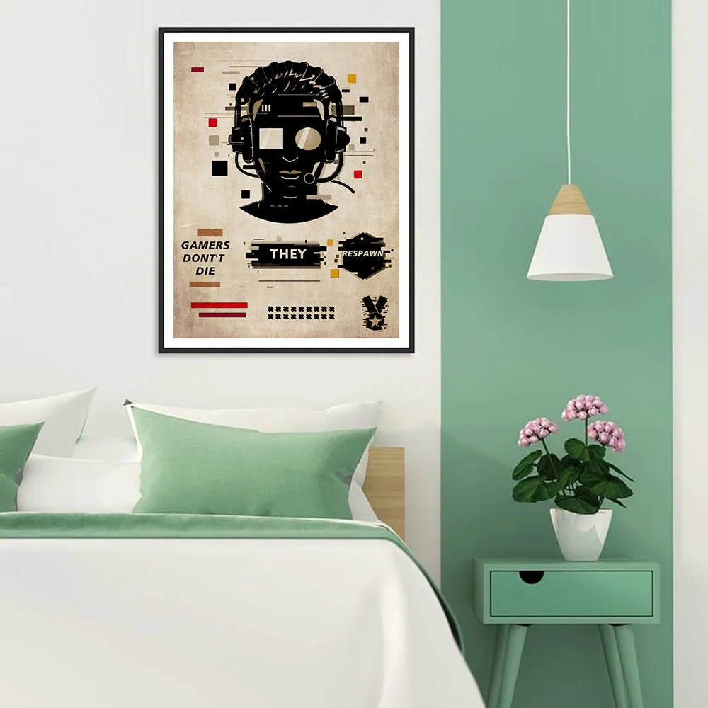 Video Game Art Poster Prints For Living Room Home Decor Vintage Gamepad