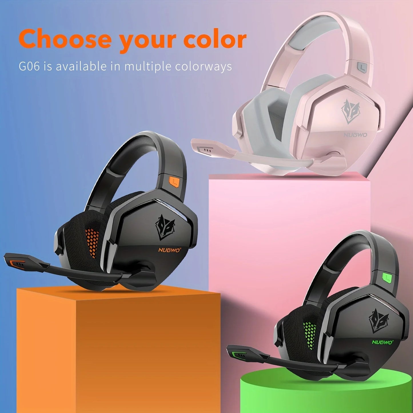 NUBWO G06 Gaming Headset Ultra-Low Latency Bluetooth Headphones With Mic