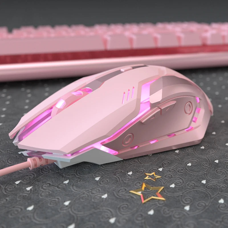 Gaming Mute Mouse Cute RGB Gamer 6 Buttons Mice Optical