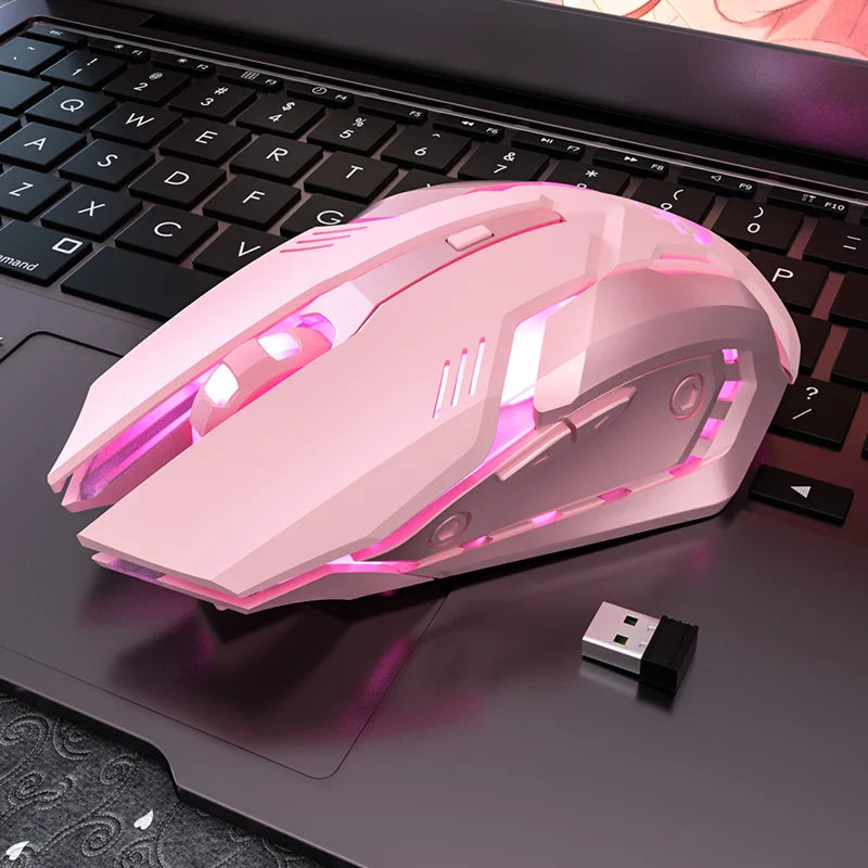 Gaming Mute Mouse Cute RGB Gamer 6 Buttons Mice Optical