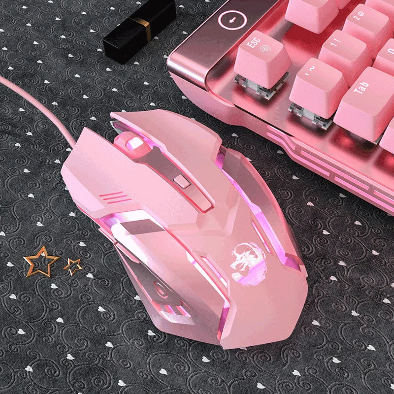 Gaming Mute Mouse Cute RGB Gamer 6 Buttons Mice Optical