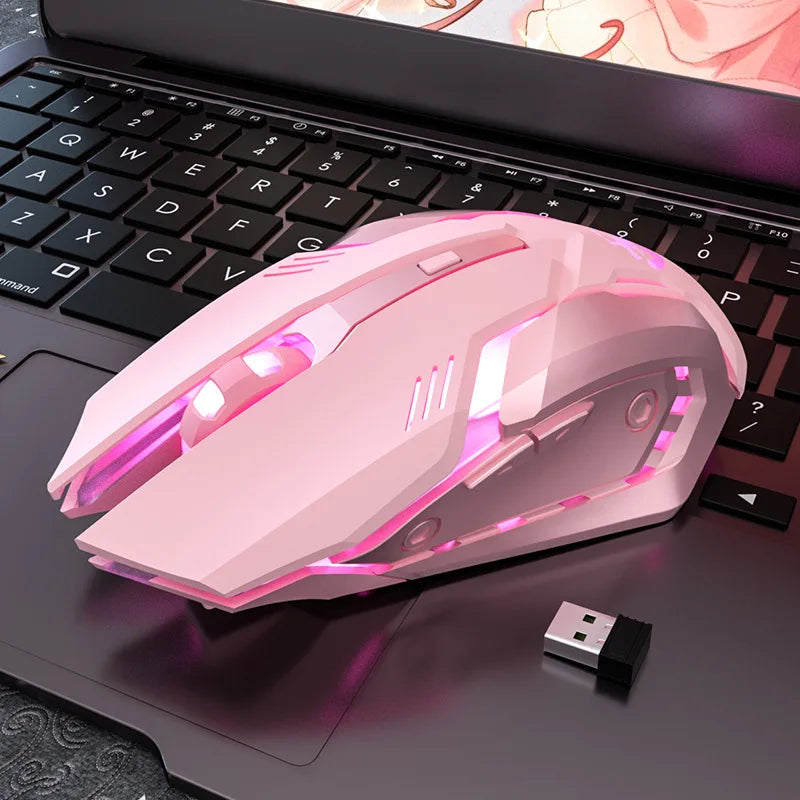 Gaming Mute Mouse Cute RGB Gamer 6 Buttons Mice Optical