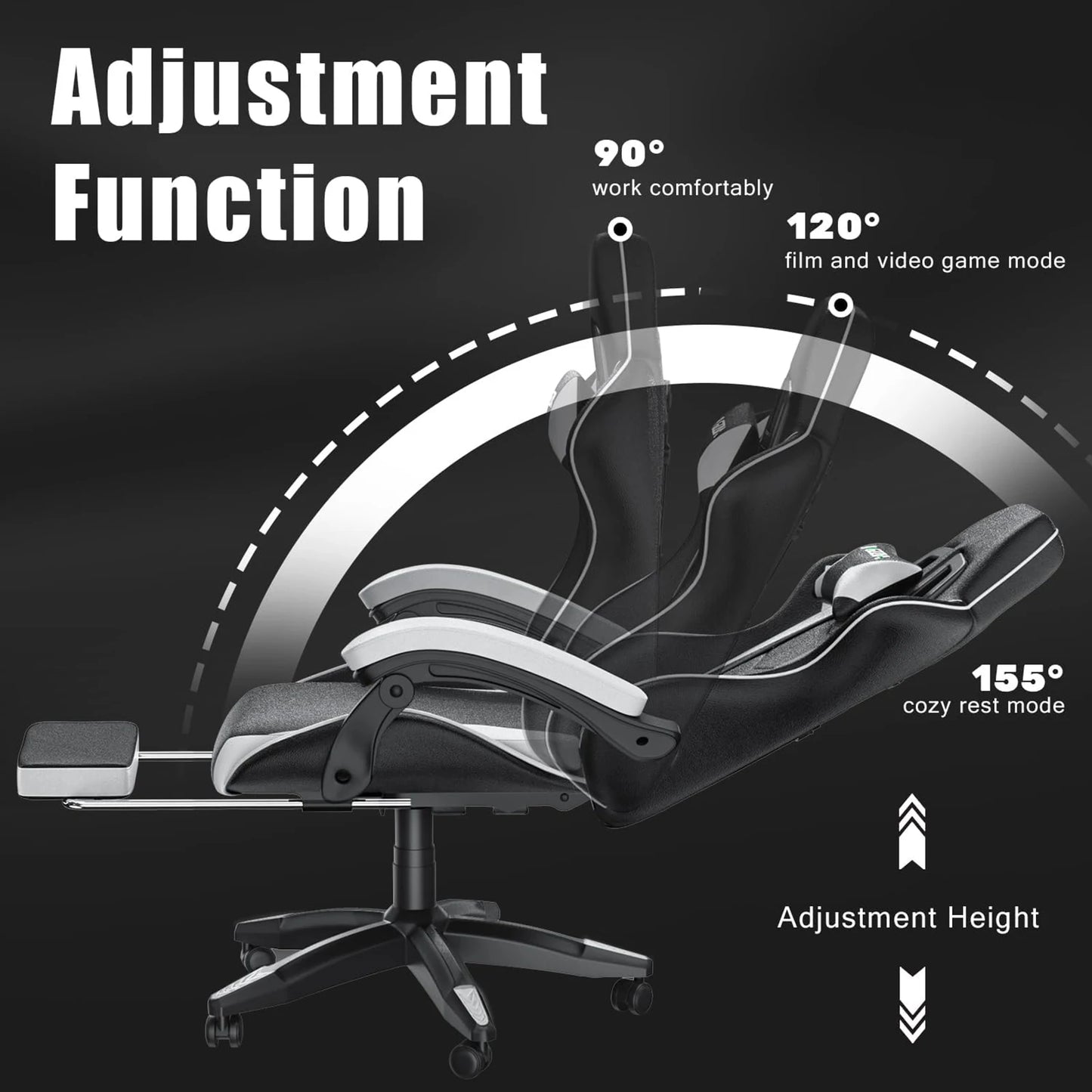 Gaming Chair with Footrest Lumbar Cushion Headrest Computer Chair