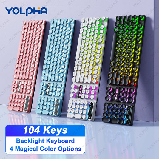 YOLPHA Wired Keyboard with RGB Backlit Breathing Light Gaming Keyboard .