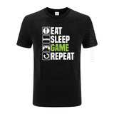 Eat Sleep Game T-Shirt  Funny Gamer Gaming Neck Cotton