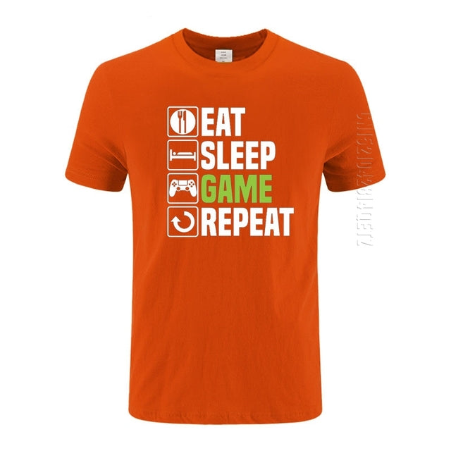 Eat Sleep Game T-Shirt  Funny Gamer Gaming Neck Cotton